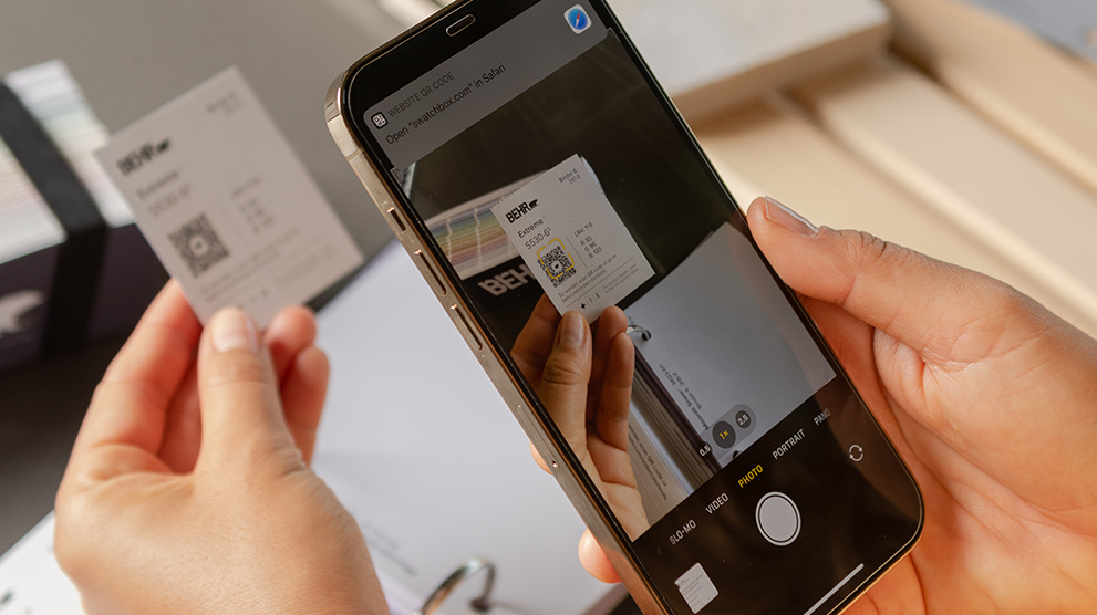 QR code scan for color sample reordering