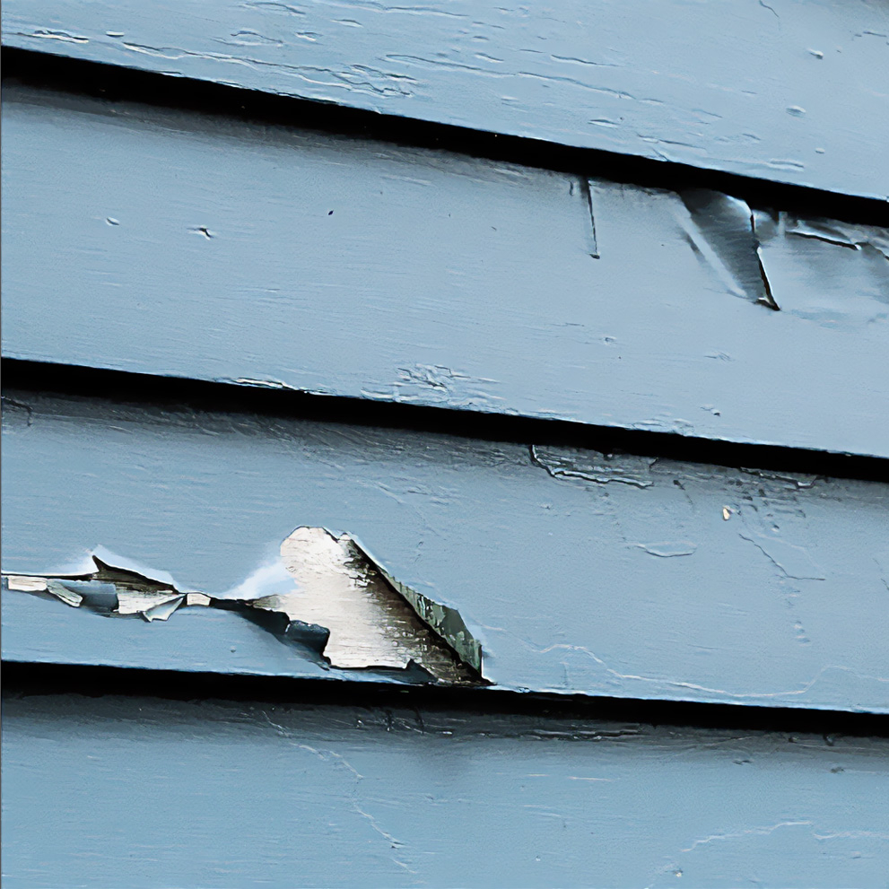 Image of an exterior siding with peeling paint