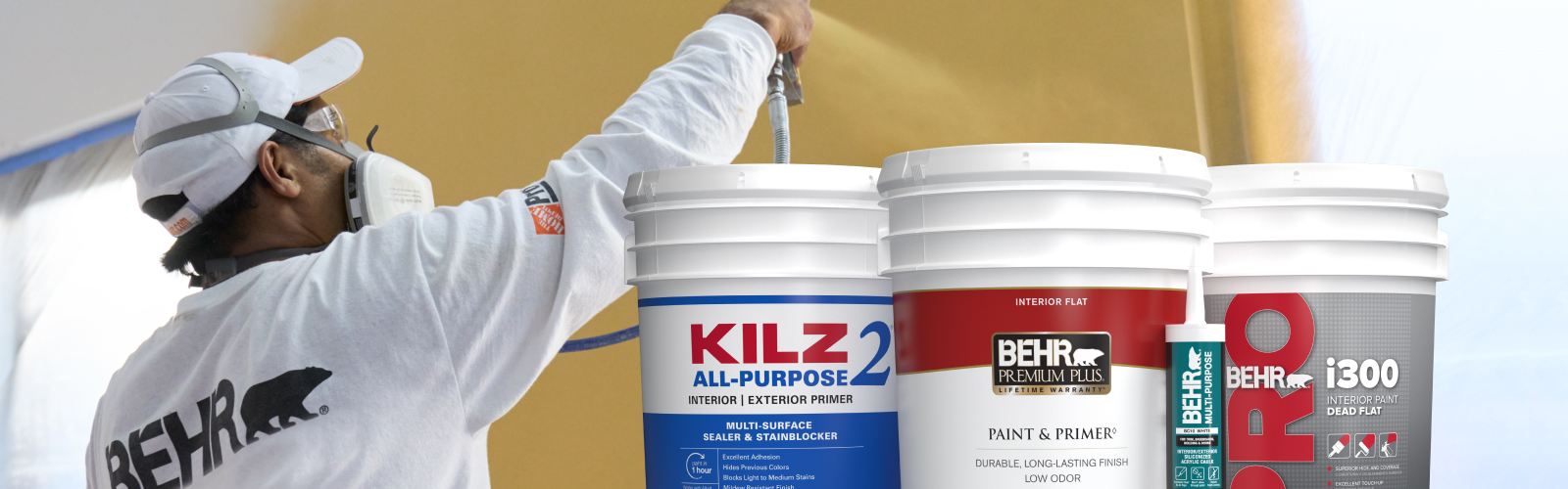 Behr Pro interior products landing page desktop image.