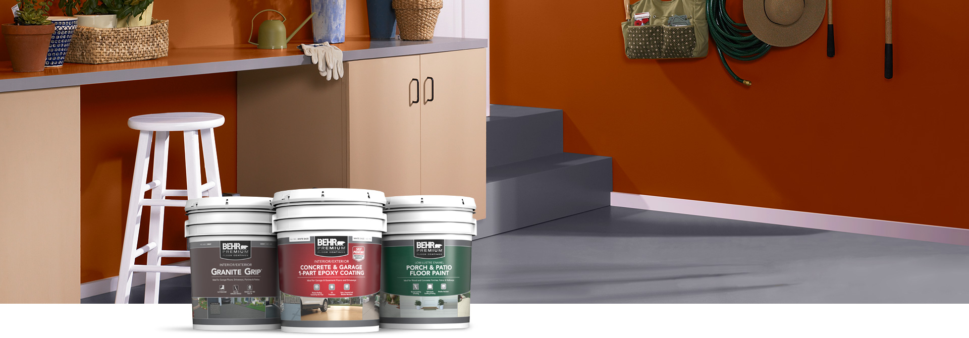Behr Pro interior floor products landing page desktop image.