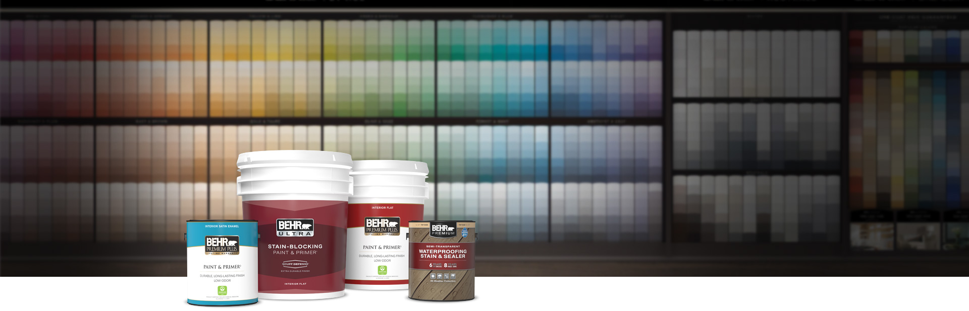 Paint Cans in front of  the BEHR Color Center