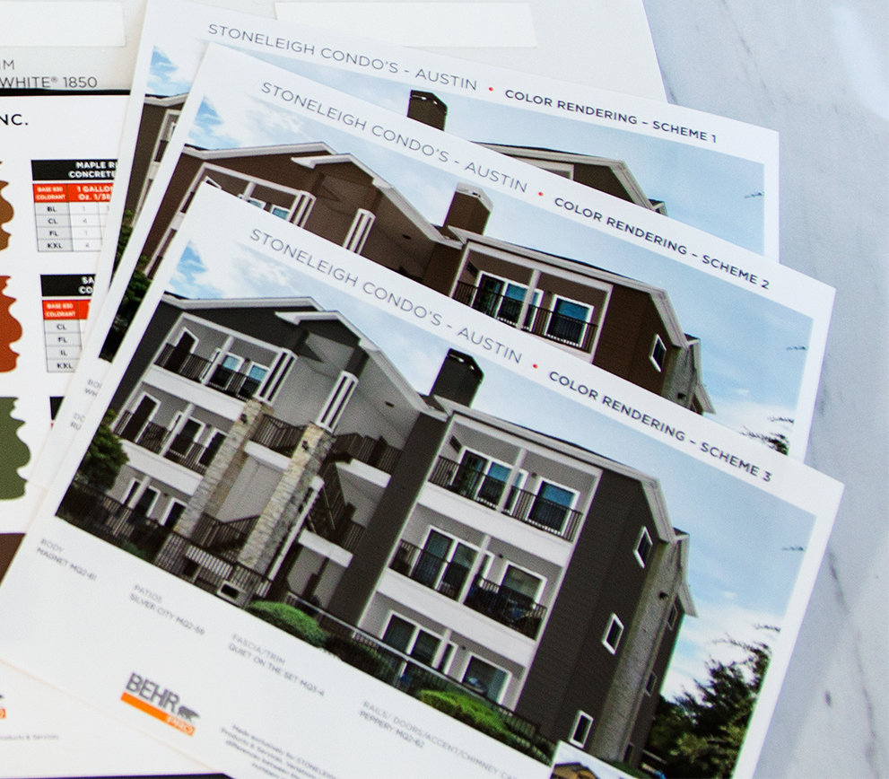 Printed example of a digital color rendering project