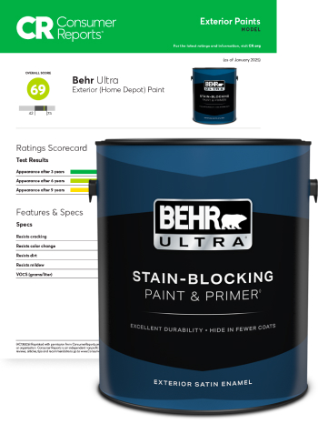 Consumer Reports banner for Behr Ultra  Ext Paint