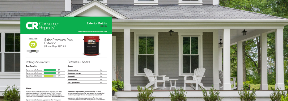 Consumer Reports Premium Plus Exterior Paint report image for mobile