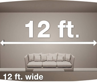 3D designed couch in a 12 foot long room