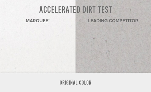 Accelerated dirt test showing Behr Marquee with white background