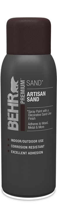 Aerosol can of Behr Premium Sand Spray Paint, Artisan Sand