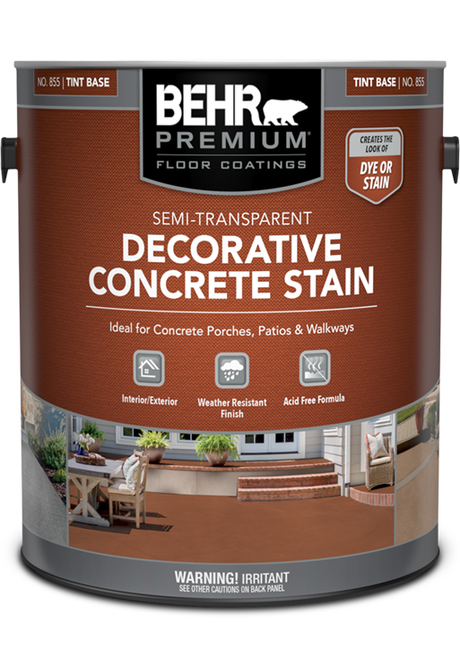 1 gal can of Behr Premium Decorative Concrete Stain, semi-transparent