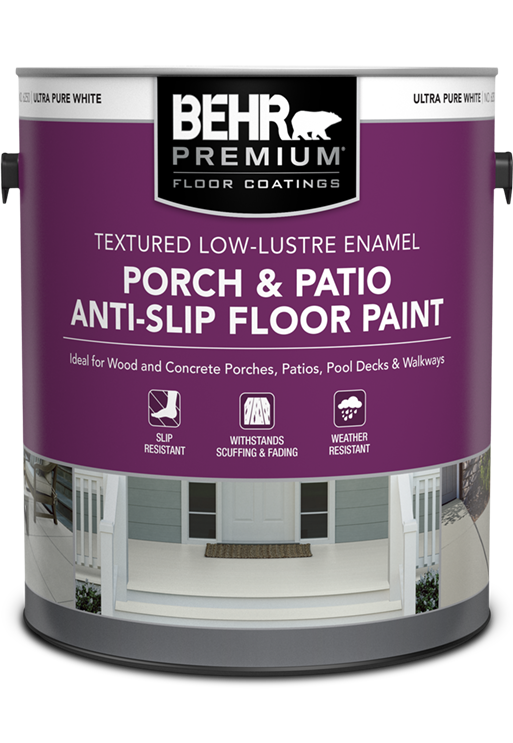 1 gallon can of Behr Premium Porch and Patio Anti-Skip Floor Paint, Textured Low-Lustre Enamel