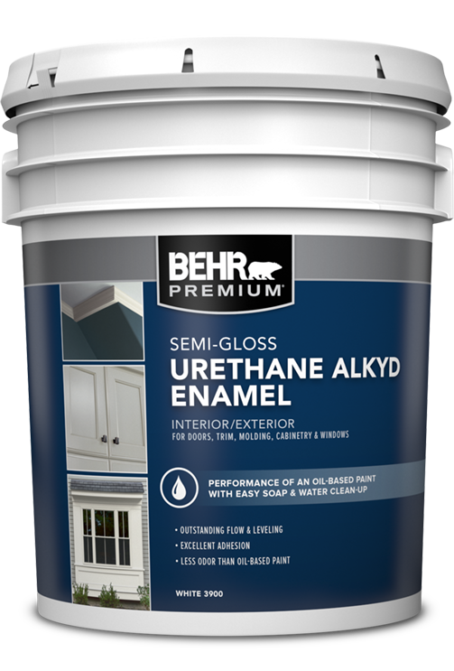 5 gal pail of Behr Urethane Alkyd enamel, semi-gloss
