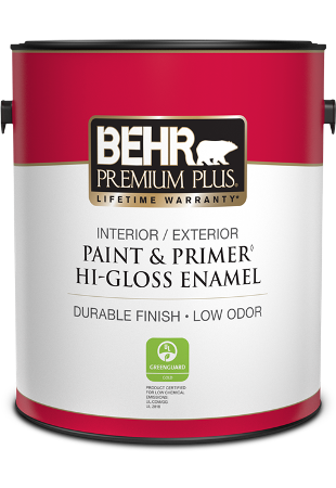 1 gal can of Behr Premium Plus paint, hi-gloss enamel