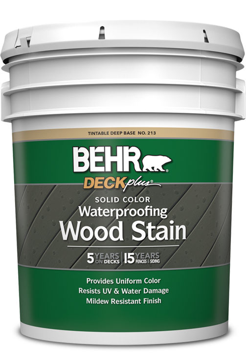 5 gal pail of Behr DeckPlus Solid Color Waterproofing Stain