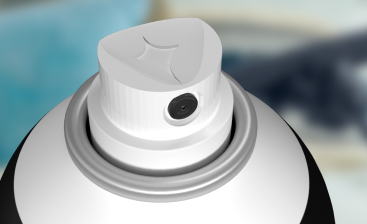 Close up of Behr Premium Spray Paint's comfortable spray actuator