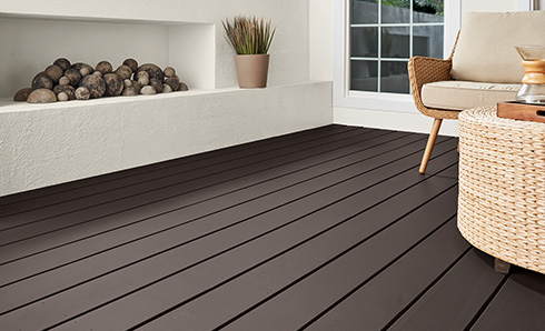 Stained deck hiding wood imperfections